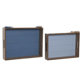 Bandeja Mediterraneo DKD Home Decor Azul Marino Azul 30 x 7 x 40 cm Set de 2