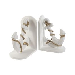 Sujetalibros Mediterraneo DKD Home Decor Blanco Natural 12.5 x 23 x 17 cm Set de 2