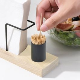 Inde Soporte de Madera para Servilletas con Palillero - Organizador de Mesa 19,9 cm Largo x 5,5 cm Ancho x 8 cm Alto (12 Unidades)