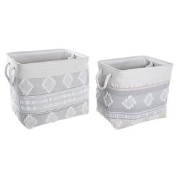 Cesta Boho DKD Home Decor Gris Blanco 35 x 40 x 45 cm Set de 2 Precio: 56.50000015. SKU: S3039168