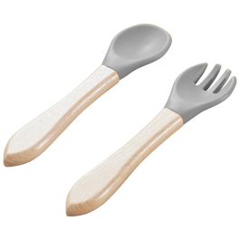 Tom et Zoe Juego de 2 Cubiertos para Bebé Puericultura - Gris, Amarillo, Rosa, Azul