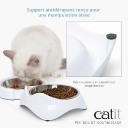 Catit CAT0022517438749 Comedero para Gatos PIXI, 200ml, con Cuencos Extraíbles de Acero Inoxidable, Color Blanco