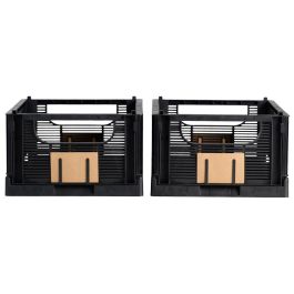 Day Juego De 2 Cajas Plegables 33x24,5x15 cm Negra Plástico Reciclado Apilables Con Etiqueta