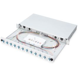 DIGITUS LWL Spleißbox 1HE Caja Empalme Fibra Óptica 12x LC DX OS2 Gris 483mm
