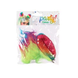 Orejas de Pelo Multicolor con Brillo para Fantasía y Unicornio, Accesorio para Fiestas y Disfraces