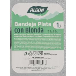 Bandeja Plata Rectangular con Blonda 25x35 cm Algon (30 Unidades) Bandeja Plata Rectangular con Blonda 25x35 cm Algon (30 Unidades)