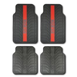 SPARCO SPC1913RS Alfombra de Coche PVC-Latex 4 Piezas con Franja Roja, Diseño Deportivo y Ajuste Universal. Fácil Limpieza.