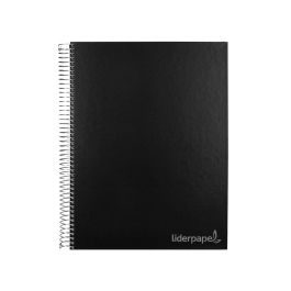 Cuaderno Espiral Liderpapel A4 Micro Jolly Tapa Forrada 140H 75 gr Cuadro 5 mm 5 Bandas 4 Taladros Color Negro