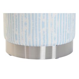 DKD Home Decor Reposapies Estilo Mediterráneo con Rayas Azul y Blanco. Fabricado en Poliéster y Metal. Medidas: 34x34x40 cm. Asiento 41 cm