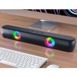 Barra De Sonido Q-Connect Bluetooth Con Iluminacion Led Y Control De Volumen Color Negro