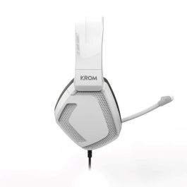 KROM Auriculares Gaming Alámbrico Diadema Kopa PRO Blanco Micrófono Omnidireccional Sonido Estéreo 50mm Compatibilidad Multiplataforma