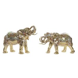 Figura Decorativa DKD Home Decor Elefante Dorado Resina Multicolor (45,5 x 20 x 35 cm) (2 Unidades) Precio: 59.78999983. SKU: B1CVM8SPT5