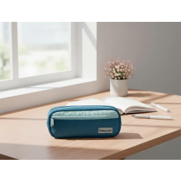 Liderpapel Estuche Portatodo Duo 2 Cremalleras Azul Oscuro 220x90x50 mm