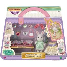 Sylvanian Families Estuche Maleta de Moda Snow Bunny Big Sister (Hermana Mayor Conejito de las Nieves) con Joyas y 11 Accesorios