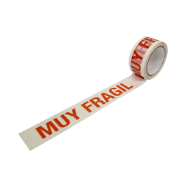 Blanca Cinta Adhesiva Polipropileno Blanca Impresión Muy Frágil para Embalaje 66 mt x 48 mm