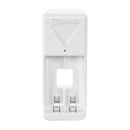 Varta Cargador de Pilas 2 AA/AAA Mini con 2xAAA 800 mAh, Carga Lenta y Seguridad Integral, Blanco