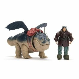 Spin Master 6074006 - Set de Figuras de Acción Cómo Entrenar a tu Dragón, Gronckle (25 cm) y Fishlegs (7,5 cm) con Extremidades Móviles +4 Años