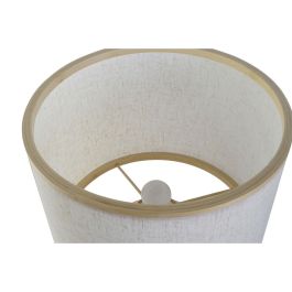 DKD Home Decor Lámpara de Sobremesa Urban, Marrón Natural, de Bambú y Poliéster con Pantalla de Tela, Bombilla E27, 32x49x32 cm