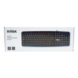 Nilox Teclado USB Negro - Tecnología de membrana silenciosa, 105 teclas español, compatible con Windows