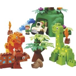 Ecoiffier Abrick Juguete de Construcción Dinoland con 3 Dinosaurios, Isla, Todoterreno y 2 Personajes – 18 meses+