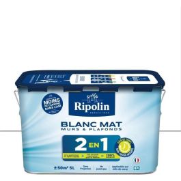 Pintura 2 en 1 para paredes y techos - Blanco mate - RIPOLIN - 5 L Precio: 65.49999951. SKU: B1JQNWDNQQ