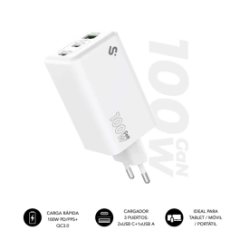 SUBBLIM SUBCHG-6G1003 Cargador GaN 100W USB-C Dual + USB-A PD, Carga Rápida 3 Dispositivos: Portátiles, Móviles, Tablets Precio: 39.49999988. SKU: B1696552R6