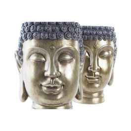 Macetero DKD Home Decor Gris Dorado Buda Resina Oriental (2 Unidades) Macetero DKD Home Decor Gris Dorado Buda Resina Oriental (2 Unidades)