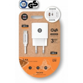 Tech One Tech TEC2413 Cargador Pared 12W 2xUSB (USB-C + USB-A) + Cable USB-C 1m Blanco Precio: 11.3014. SKU: B1FB3972DH