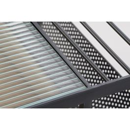 DKD Home Decor Mesa Centro Loft Natural Negro Metal Cristal Madera Bambú 60 x 45 x 110 cm Set de 2