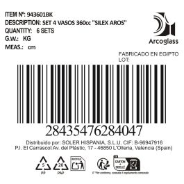 La Mediterranea Set 4 Vasos 360 cc Silex Aros (6 Cajas)