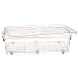 Caja de Almacenamiento con Ruedas Transparente Plástico 40 L 46,5 x 20 x 72,2 cm (6 Unidades)