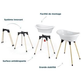 Thermobaby Kit de Bañera Vasco 2 en 1 para Bebés, con Soporte Elevado, Bañera y Manguera de Desagüe - Lirio de los Valles Blanco