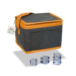 Coolerbag Nevera isotérmica bolsa 4.5 litros diseño tejana gris con ribete y correa naranja, 20x15x15 cm Precio: 3.78999951. SKU: B1D668QHBJ