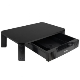 TooQ TQMMPD02 Soporte Ergonómico para Monitor/Portátil con Cajón, MDF/Plástico Negro, Regulable Altura, hasta 20kg Precio: 22.79000031. SKU: B18CWH6EXP
