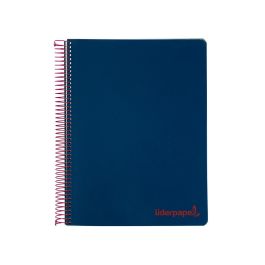 Cuaderno Espiral Liderpapel A5 Micro Wonder Tapa Plastico 120H 90 gr Cuadro 5 mm 5 Bandas 6 Taladros Color Azul Marino