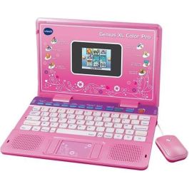 VTECH Genius XL Color Pro Bilingüe Rosa - Ordenador Educativo Infantil con Actividades de Letras y Vocabulario