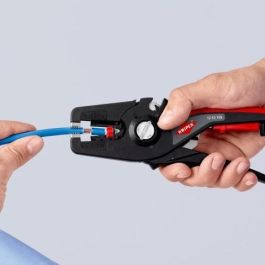 Knipex Alicate Abrazadera PreciStrip16 Automático para Cables AWG 6, Pelacables Negro/Rojo 190mm
