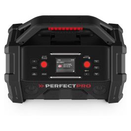 PerfectPro ROCKTAGON Radio de obra digital 30W DAB+ FM Bluetooth 5.2 IP65, 4 altavoces, compatible baterías 18V Bosch Makita DeWalt Milwaukee, USB, Negro/Rojo