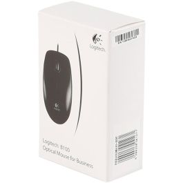 Logitech B100 Ratón Óptico USB Negro para Negocios, 800 DPI, Ergonómico Ambidextro, Conexión USB-A Plug & Play