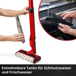 Einhell Akku-Hartbodenreiniger CLEANEXXO para Laminado, Azulejos y Madera - Limpiador Húmedo de Suelos Duros, 400 ml, Rojo