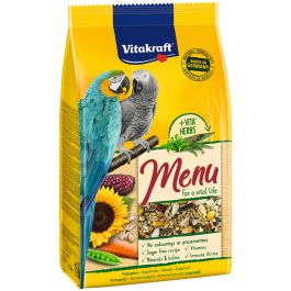 Vitakraft Menú Loro Premium 1kg: Mezcla de Semillas, Frutos Secos y Pipas de Girasol Enriquecida con Vitaminas y Miel para Loros Precio: 8.591. SKU: B1EE65QA2V