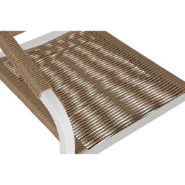 DKD Home Decor Mesa Comedor Terraza y Jardín Blanco Natural Aluminio Resina 180 x 90 x 75 cm Set 7 Piezas