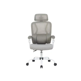 Q-connect Silla de Dirección Reggio Malla Ergonómica Altura Ajustable Color Gris Cuerpo Blanco Ruedas Premium
