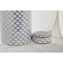 DKD Home Decor Jarrón Glam Blanco Dorado Porcelana 18 x 30.5 x 18 cm