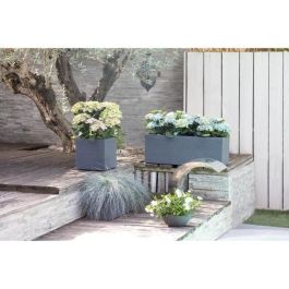 EDA PLASTIQUE Caja de flores Graphit Up cuadrada, 21 L, 29.5x29.5x29.5 cm, Gris antracita, Anti UV, Uso interior/exterior, Fabricada en Francia