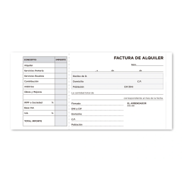 Liderpapel Talonario Inquilinato 3 en Folio 107 con Condiciones Original 205x102 mm