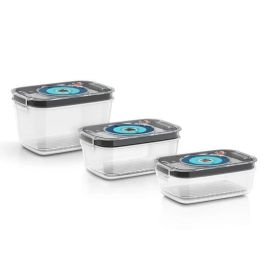 BOSCH - 3 cajas de almacenamiento al vacío herméticas: 0,7L, 1,0L y 1,5L - Bandeja de goteo - Indicador de día y mes - Tritan BOSCH - 3 cajas de almacenamiento al vacío herméticas: 0,7L, 1,0L y 1,5L - Bandeja de goteo - Indicador de día y mes - Tritan