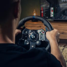 Logitech G923 Volante + Pedales PC, Xbox One, Xbox Series S/X Trueforce USB 900° Retroalimentación de fuerza
