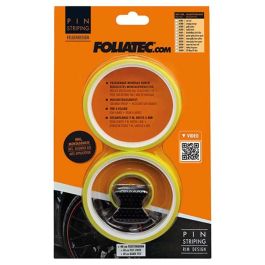 Foliatec FO34394 Tiras Adhesivas Pin Striping para Llanta Amarillo Neón 6mm x 8.6m, Incluye Ayuda de Montaje para 4 Llantas