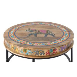 GINER Y COLOMER Mesa de Centro de Madera de Mango y Metal Multicolor 80x80x47 cm